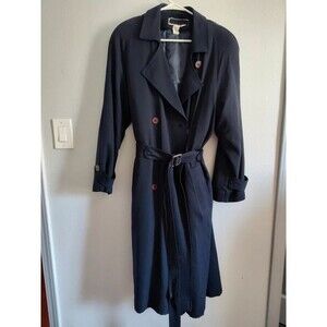 Navy blue trench coat warm 3M Thinsulate insulation long 10R vintage airlines